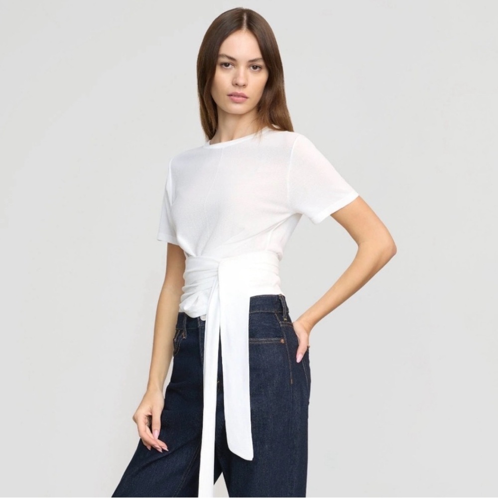 Modern Citizen Tan Short Sleeve Tie-Front Top by
